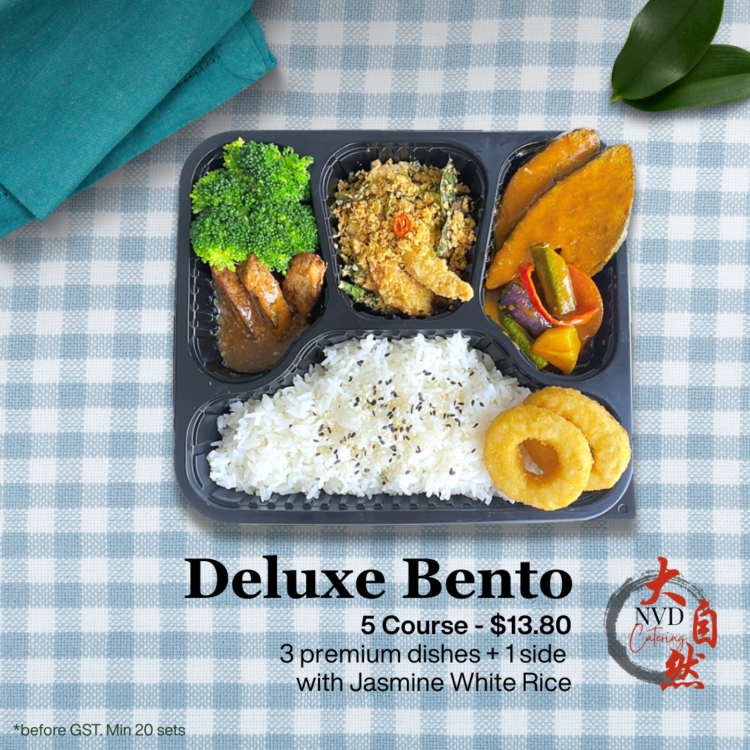 Enjoy Deluxe plant-based/ vegan/ vegetarian bento under $15!